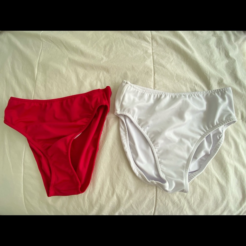 Venus Red and White highwaisted bikini bottoms